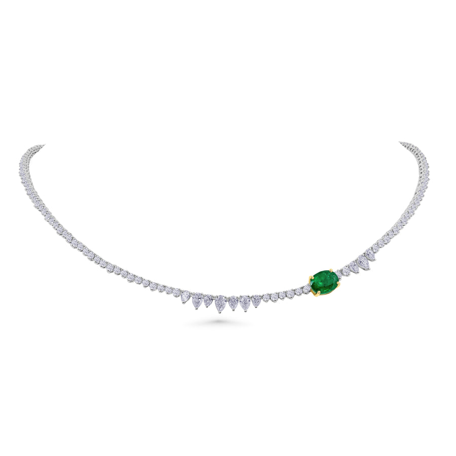 Edgy Tennis Necklace with Emerald