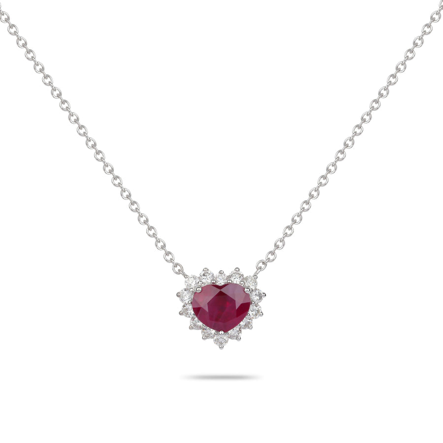 Ruby & Diamond Heart Necklace | Diamond Necklace | Jewellery Necklace