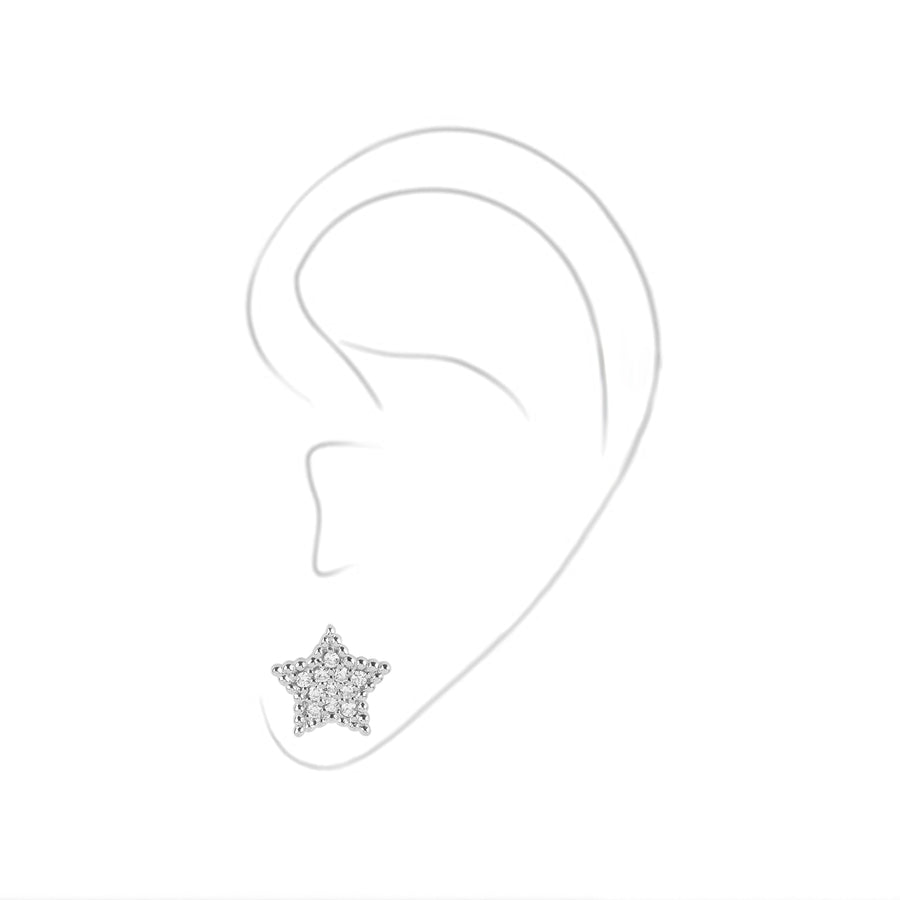 Single Side Star Stud Diamond Earring