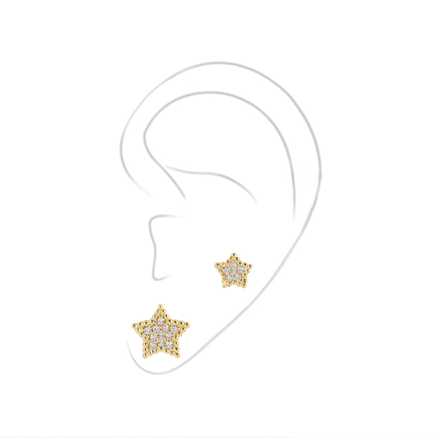 Small Single Side Star Stud Diamond Earring