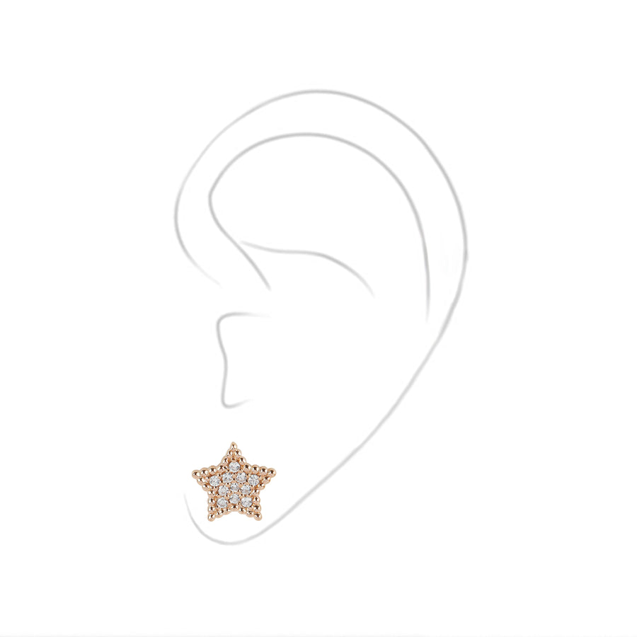 Single Side Star Stud Diamond Earring