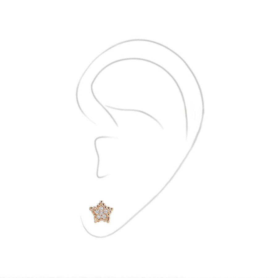 Small Single Side Star Stud Diamond Earring