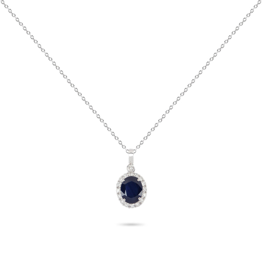 Sapphire & Diamond Frame Necklace | Diamond Necklace | Diamond Necklace For Women