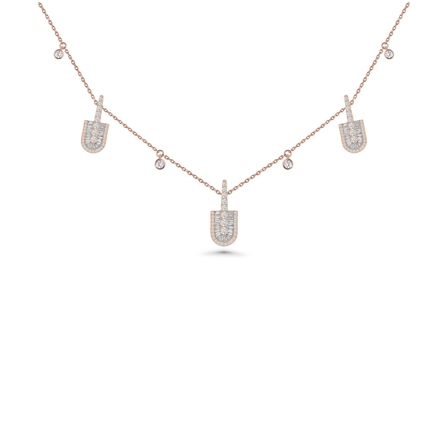 U Trio Baguette Necklace With Charms